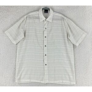 Pavi White Textured Cotton Button-Up‎ Casual Shirt Mens Short Sleeve Size XXL